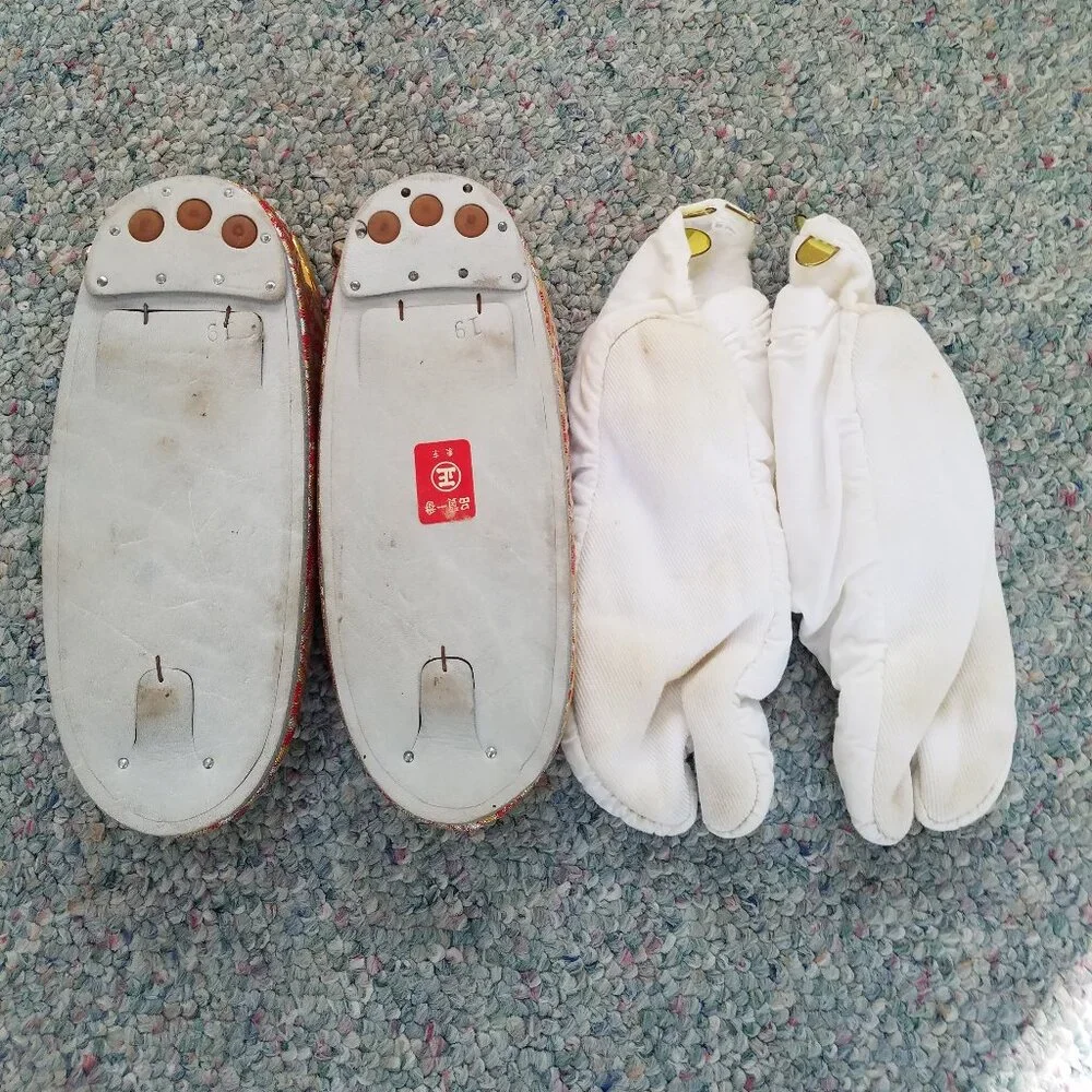 GEISHA Zori SANDELS Girls SHOES Wedge Flip Flop WITH SOCKS VINTAGE Japenese